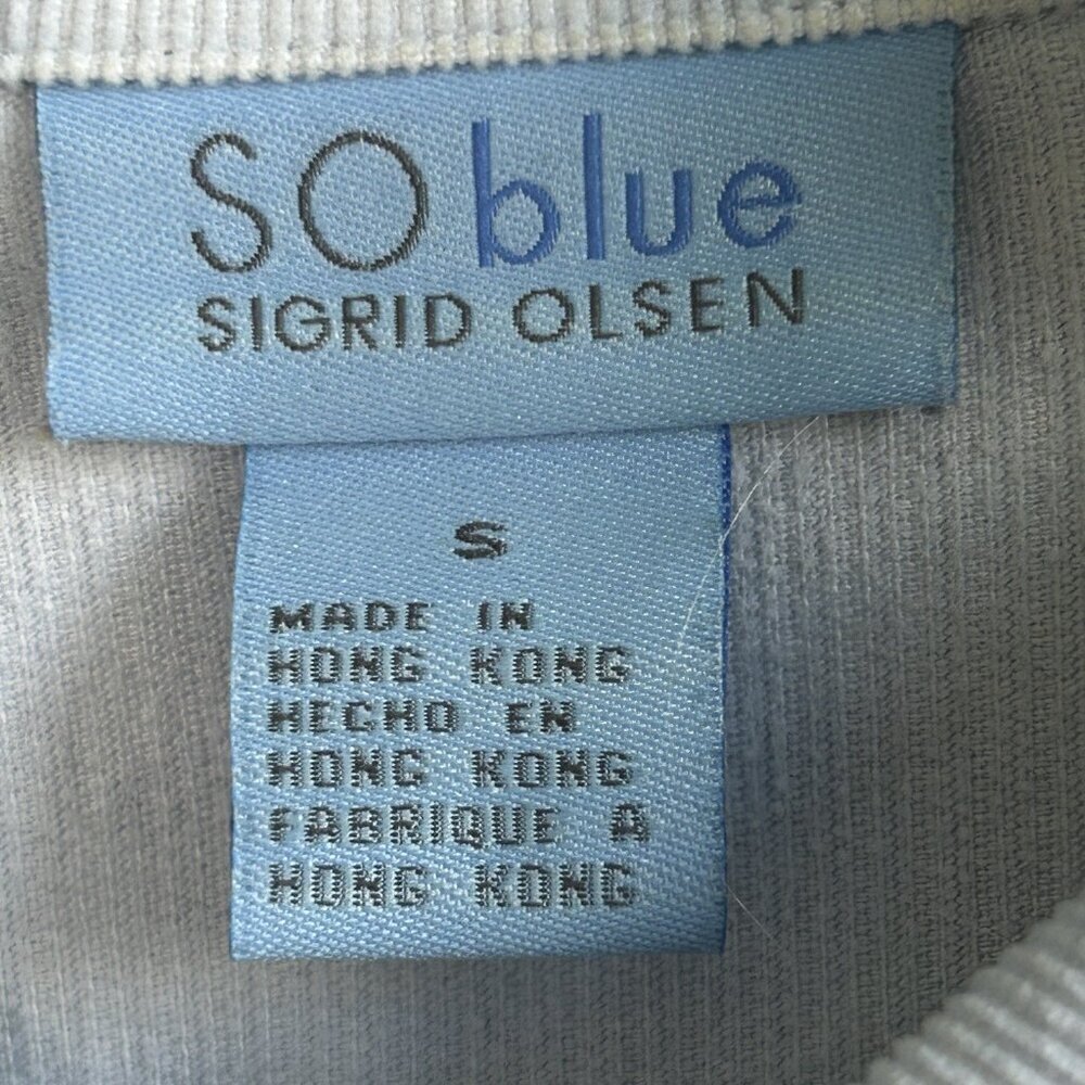 So Blue Sigrid Olsen Light Blue Pinwale Corduroy Trucker Jacket Size Small - Picture 6 of 10